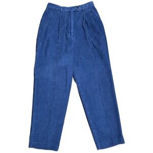 Vintage Talbots Petites Corduroy Pants Blue Women's Size‎ 4 Pleated High Waiste
